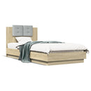 sengeramme med sengegavl 100x200 cm konstrueret træ sonoma-eg