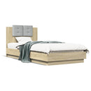 sengeramme med sengegavl 90x200 cm konstrueret træ sonoma-eg