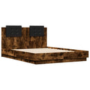 sengeramme med sengegavl 120x190 cm konstrueret træ røget eg