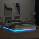 sengeramme med sengegavl og LED-lys 200x200 cm hvid