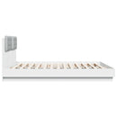sengeramme med sengegavl og LED-lys 200x200 cm hvid