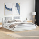 sengeramme med sengegavl og LED-lys 180x200 cm hvid