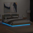 sengeramme med sengegavl og LED-lys 180x200 cm sonoma-eg