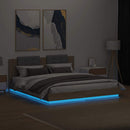 sengeramme med sengegavl og LED-lys 180x200 cm sonoma-eg