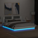 sengeramme med sengegavl og LED-lys 160x200 cm hvid