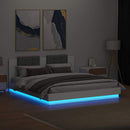 sengeramme med sengegavl og LED-lys 160x200 cm hvid