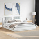 sengeramme med sengegavl og LED-lys 160x200 cm hvid