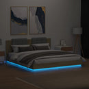 sengeramme med sengegavl og LED-lys 160x200 cm sonoma-eg