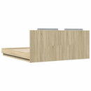 sengeramme med sengegavl og LED-lys 160x200 cm sonoma-eg
