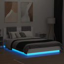 sengeramme med sengegavl og LED-lys 150x200 cm hvid