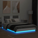 sengeramme med sengegavl og LED-lys 150x200 cm hvid