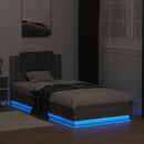 sengeramme med sengegavl og LED-lys 100x200 cm grå sonoma-eg