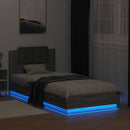 sengeramme med sengegavl og LED-lys 100x200 cm grå sonoma-eg