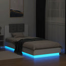 sengeramme med sengegavl og LED-lys 90x200 cm hvid