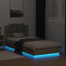 sengeramme med sengegavl og LED-lys 90x200 cm sonoma-eg