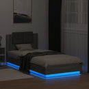 sengeramme med sengegavl og LED-lys 90x200 cm grå sonoma-eg