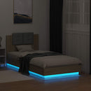 sengeramme med sengegavl og LED-lys 90x190 cm sonoma-eg
