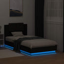 sengeramme med sengegavl og LED-lys 75x190 cm sort