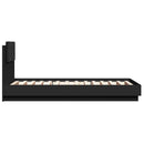 sengeramme med sengegavl og LED-lys 75x190 cm sort