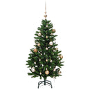 kunstigt juletræ 150 LED'er og kuglesæt hængslet 150 cm