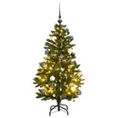 kunstigt juletræ 150 LED'er og kuglesæt hængslet 150 cm