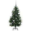kunstigt juletræ 150 LED'er og kuglesæt hængslet 150 cm
