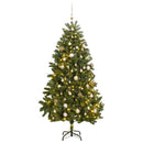 kunstigt juletræ 300 LED'er og kuglesæt hængslet 270 cm