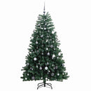 kunstigt juletræ 300 LED'er og kuglesæt hængslet 240 cm