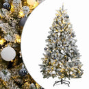 kunstigt juletræ 300 LED'er og kuglesæt hængslet 180 cm