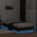 sengeramme med LED-lys 90x200 cm brun egetræsfarve