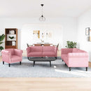 sofasæt 3 dele velour lyserød