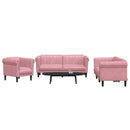 sofasæt 3 dele velour lyserød