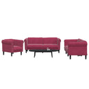 sofasæt 3 dele velour vinrød