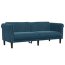 sofasæt 3 dele velour blå
