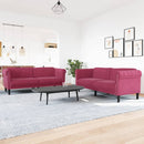 sofasæt 2 dele velour vinrød