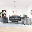 sofasæt 3 dele med puder velour mørkegrå