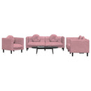 sofasæt 3 dele med puder velour lyserød