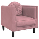 sofasæt 3 dele med puder velour lyserød
