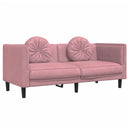 sofasæt 3 dele med puder velour lyserød