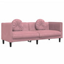sofasæt 3 dele med puder velour lyserød