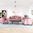sofasæt 3 dele med puder velour lyserød
