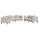 sofasæt 3 dele med puder velour cremefarvet