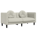 sofasæt 3 dele med puder velour cremefarvet