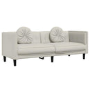 sofasæt 3 dele med puder velour cremefarvet