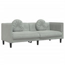 sofasæt 2 dele med puder velour lysegrå