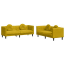sofasæt 2 dele med puder velour gul