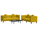 sofasæt 2 dele med puder velour gul