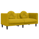 sofasæt 2 dele med puder velour gul