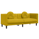 sofasæt 2 dele med puder velour gul