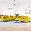 sofasæt 2 dele med puder velour gul